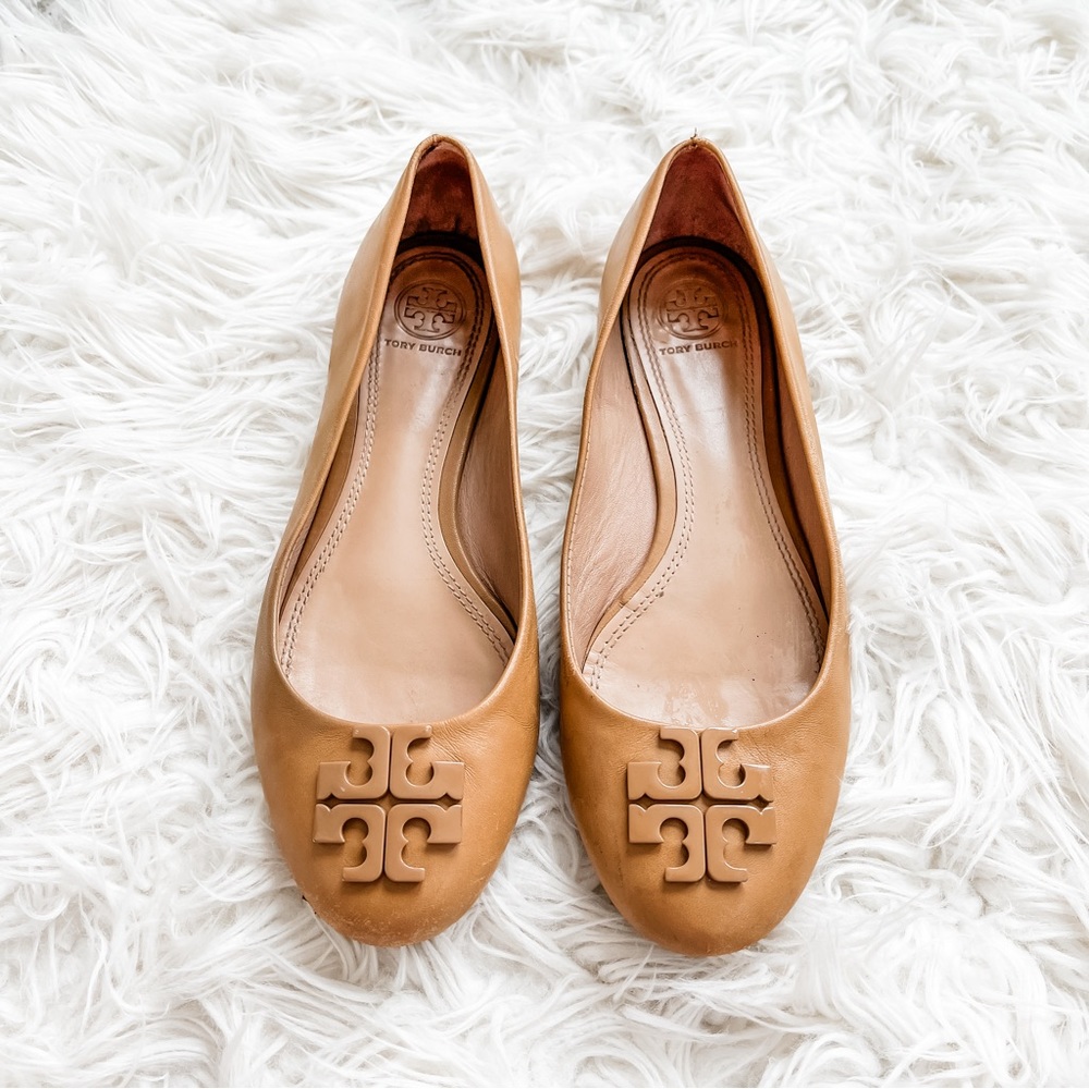 Tory Burch Lowell 2 Leather Ballet Flats Tan Size 7.5